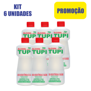 Kit econômico Álcool Líquido 70º de 500 ml com 6 unidades